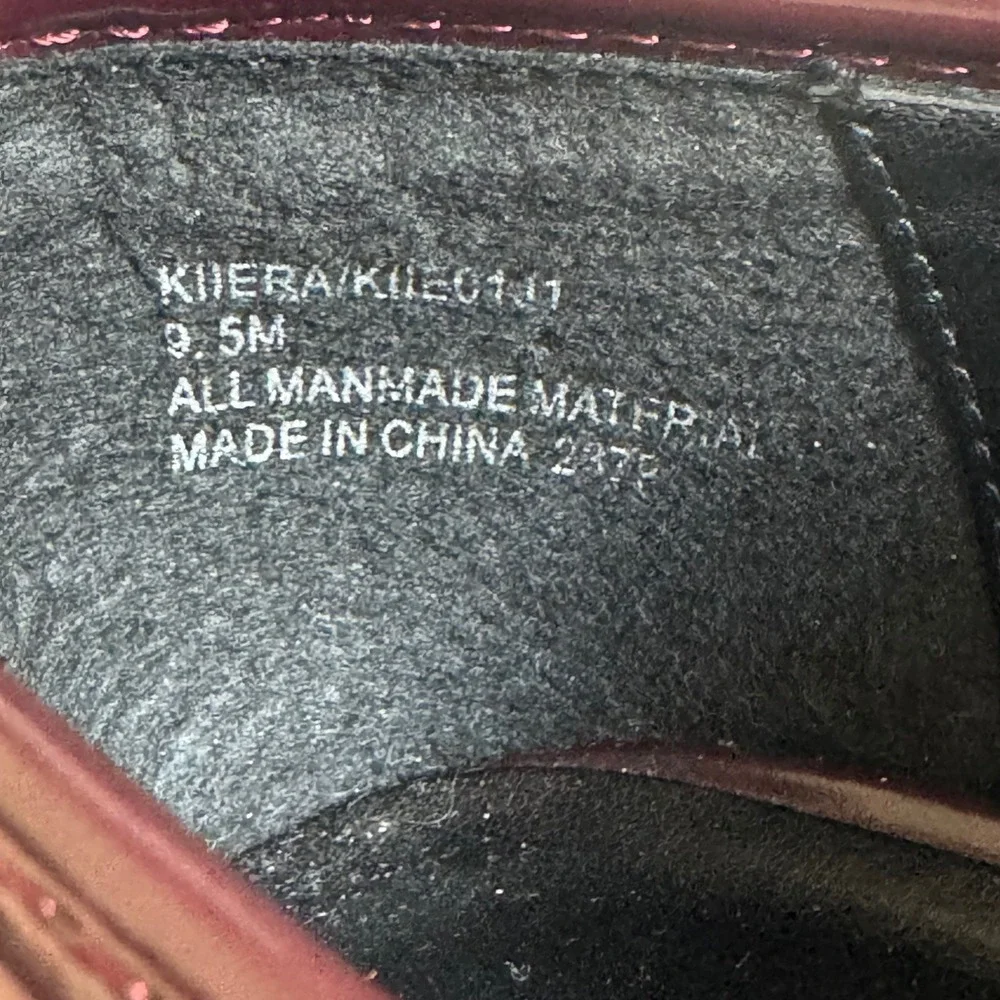 Madden Girl Kiiera Burgundy Patent Platform Loafers Horsebit Lug Sole Heel 9.5M